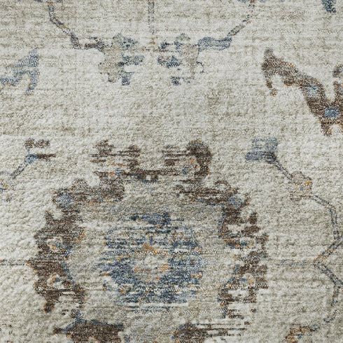5' X 8' Beige Blue And Brown Oriental Washable Area Rug With UV Protection