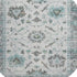 8' Teal Gray And Charcoal Oriental Washable Round Rug With UV Protection