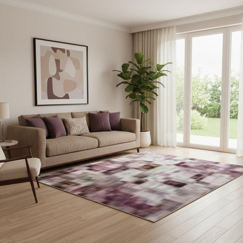 5' X 8' Blush Green And Gray Abstract Washable Area Rug With UV Protection