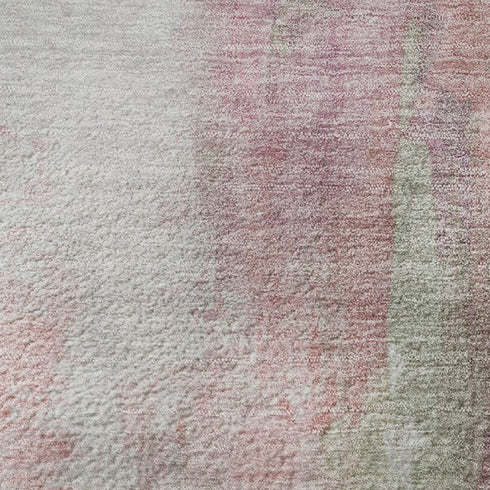 5' X 8' Blush Green And Gray Abstract Washable Area Rug With UV Protection