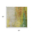 5' X 8' Green Gold And Orange Abstract Washable Area Rug With UV Protection