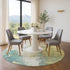 8' Pale Aqua Ivory And Teal Abstract Washable Round Rug With UV Protection