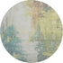 8' Pale Aqua Ivory And Teal Abstract Washable Round Rug With UV Protection
