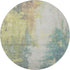 8' Pale Aqua Ivory And Teal Abstract Washable Round Rug With UV Protection