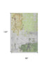 8' X 10' Artichoke Green Ivory And Gold Abstract Washable Area Rug With UV Protection