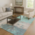 9' X 12' Teal Green And Ivory Abstract Washable Area Rug With UV Protection