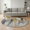 8' Black Gray And Brown Abstract Washable Round Rug With UV Protection