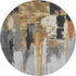 8' Black Gray And Brown Abstract Washable Round Rug With UV Protection