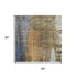5' X 8' Navy Blue Ivory And Brown Abstract Washable Area Rug With UV Protection