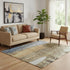 5' X 8' Navy Blue Ivory And Brown Abstract Washable Area Rug With UV Protection