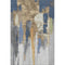 5' X 8' Navy Blue Ivory And Brown Abstract Washable Area Rug With UV Protection