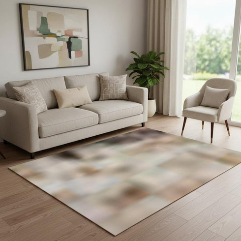 5' X 8' Terra Cotta Ivory And Gray Abstract Washable Area Rug With UV Protection
