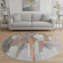 8' Terra Cotta Ivory And Gray Abstract Washable Round Rug With UV Protection