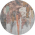 8' Terra Cotta Ivory And Gray Abstract Washable Round Rug With UV Protection