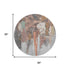 8' Terra Cotta Ivory And Gray Abstract Washable Round Rug With UV Protection