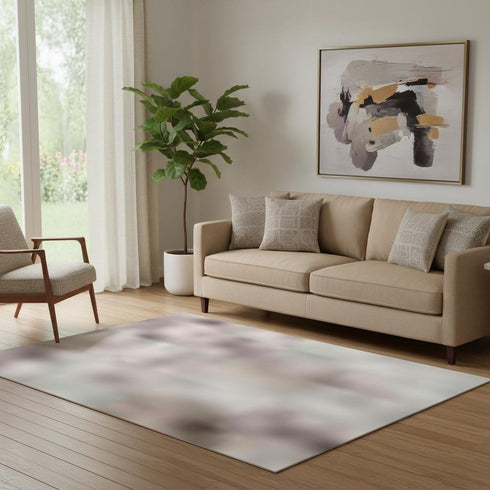 5' X 8' Blush Charcoal And Ivory Abstract Washable Area Rug With UV Protection