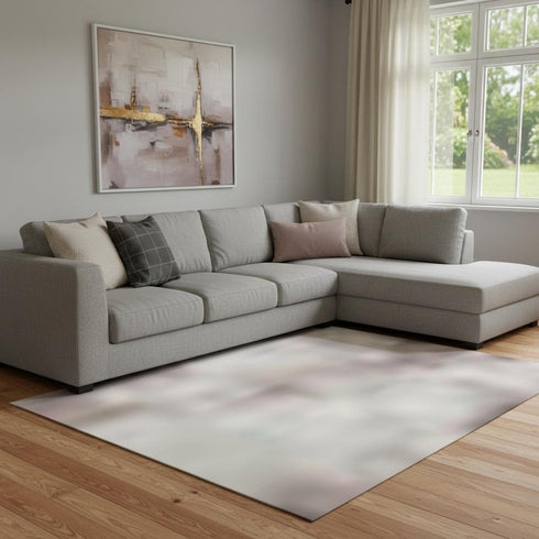 8' X 10' Blush Charcoal And Ivory Abstract Washable Area Rug With UV Protection