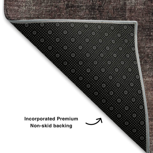 8' X 10' Blush Charcoal And Ivory Abstract Washable Area Rug With UV Protection