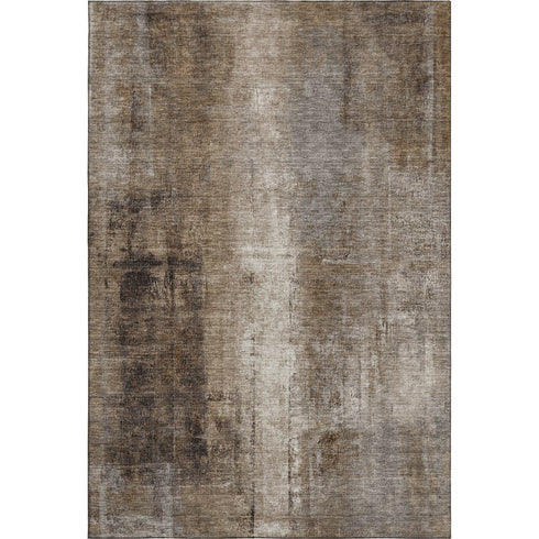 5' X 8' Brown Gray And Ivory Abstract Washable Area Rug With UV Protection