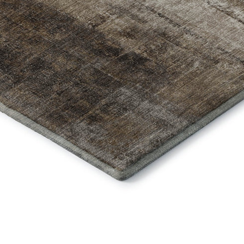 5' X 8' Brown Gray And Ivory Abstract Washable Area Rug With UV Protection