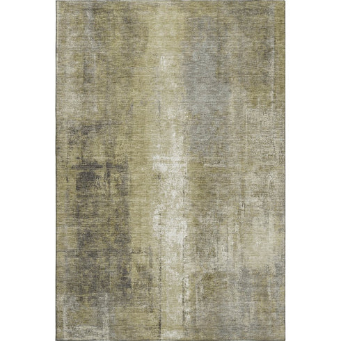5' X 8' Gold Charcoal And Silver Abstract Washable Area Rug With UV Protection
