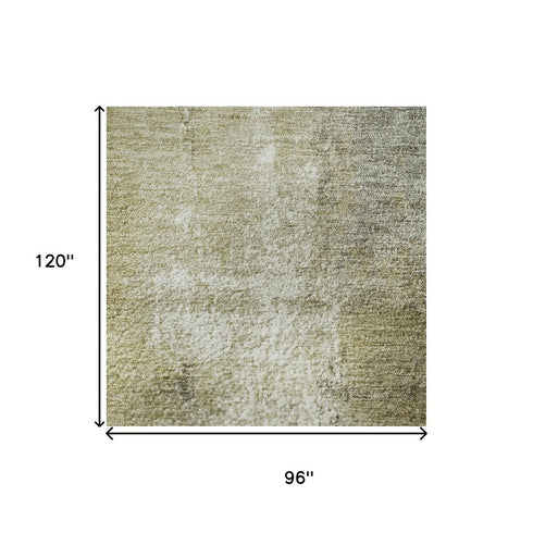 8' X 10' Gold Charcoal And Silver Abstract Washable Area Rug With UV Protection
