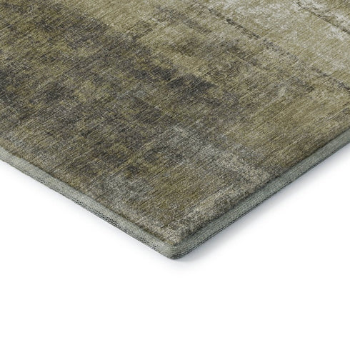8' X 10' Gold Charcoal And Silver Abstract Washable Area Rug With UV Protection