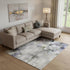9' X 12' Navy Blue Charcoal And Ivory Abstract Washable Area Rug With UV Protection