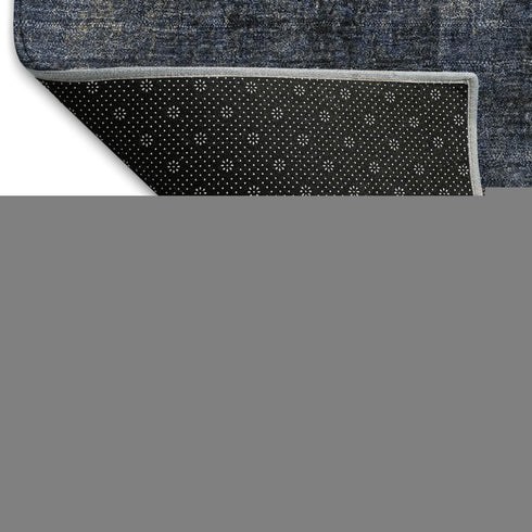 9' X 12' Navy Blue Charcoal And Ivory Abstract Washable Area Rug With UV Protection