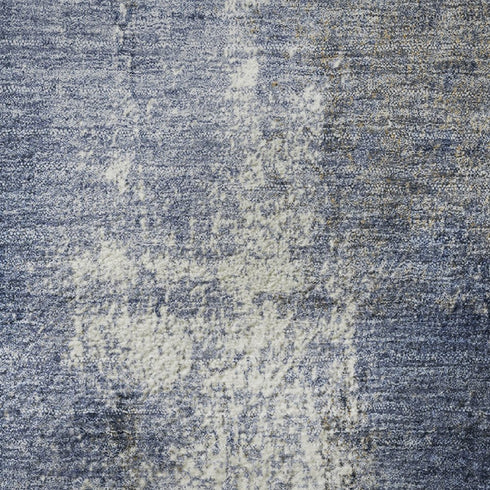 9' X 12' Navy Blue Charcoal And Ivory Abstract Washable Area Rug With UV Protection