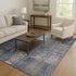 9' X 12' Navy Blue Charcoal And Ivory Abstract Washable Area Rug With UV Protection