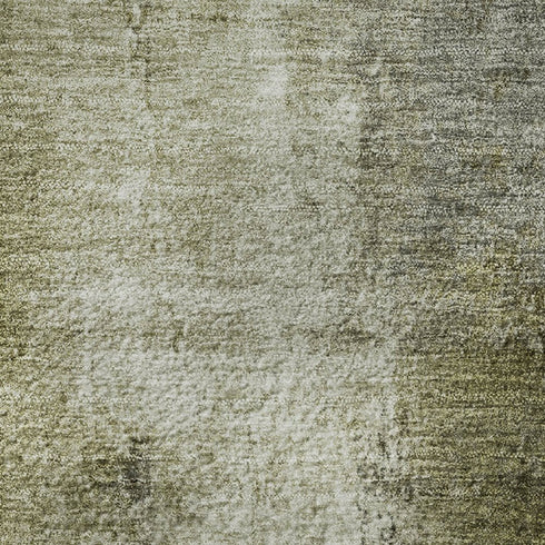 8' Olive Green Charcoal And Ivory Abstract Washable Round Rug With UV Protection