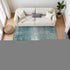 9' X 12' Teal Charcoal And Ivory Abstract Washable Area Rug With UV Protection