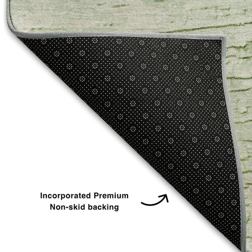 8' X 10' Artichoke Green And Ivory Striped Washable Area Rug With UV Protection