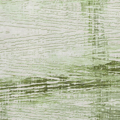 8' X 10' Artichoke Green And Ivory Striped Washable Area Rug With UV Protection