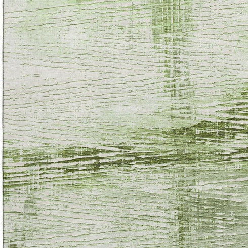 8' X 10' Artichoke Green And Ivory Striped Washable Area Rug With UV Protection