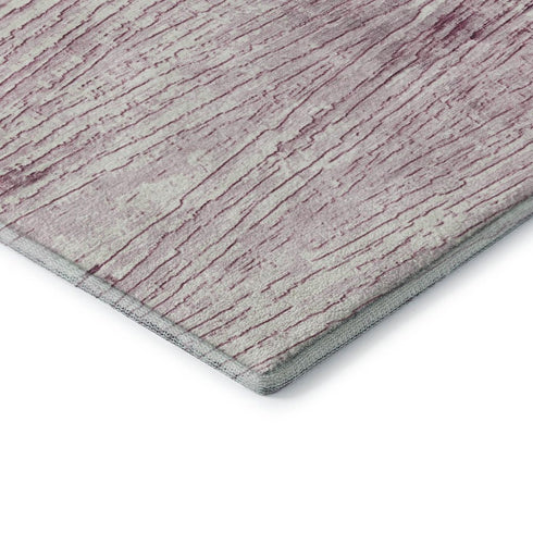 5' X 8' Blush And Ivory Striped Washable Area Rug With UV Protection