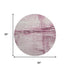 8' Blush And Ivory Striped Washable Round Rug With UV Protection