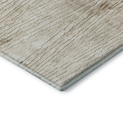 5' X 8' Ivory And Brown Striped Washable Area Rug With UV Protection
