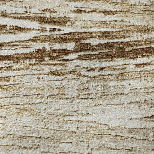 5' X 8' Ivory And Brown Striped Washable Area Rug With UV Protection