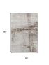 5' X 8' Taupe And Ivory Striped Washable Area Rug With UV Protection