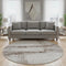 8' Taupe And Ivory Striped Washable Round Rug With UV Protection