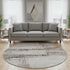 8' Taupe And Ivory Striped Washable Round Rug With UV Protection
