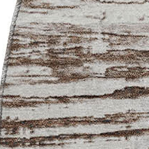 8' Taupe And Ivory Striped Washable Round Rug With UV Protection