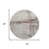 8' Taupe And Ivory Striped Washable Round Rug With UV Protection