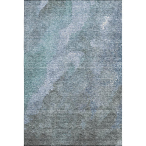 5' X 8' Blue And Gray Abstract Washable Area Rug With UV Protection