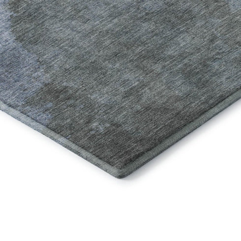 5' X 8' Blue And Gray Abstract Washable Area Rug With UV Protection