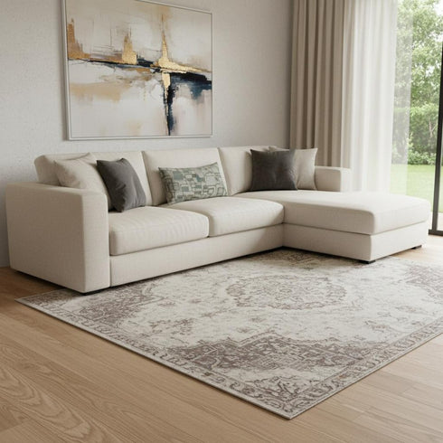 8' X 10' Copper And Taupe Abstract Washable Area Rug With UV Protection