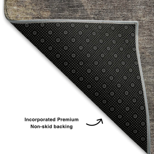8' X 10' Copper And Taupe Abstract Washable Area Rug With UV Protection