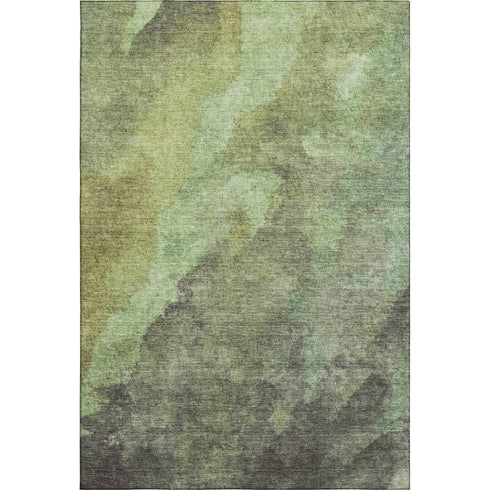 5' X 8' Green And Charcoal Abstract Washable Area Rug With UV Protection
